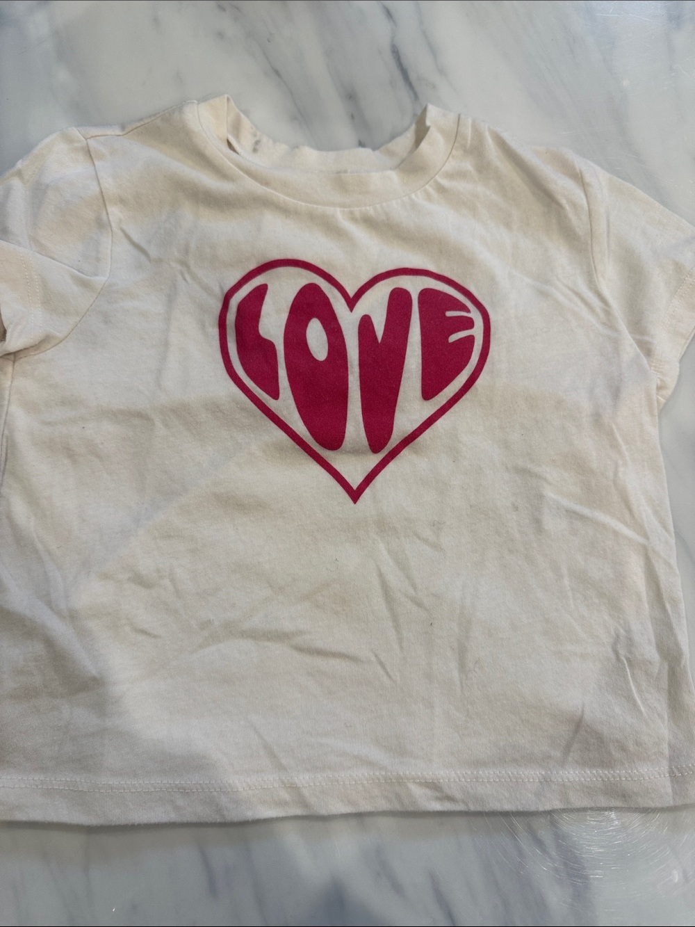 Marine layer mini t-shirt sz 2 cream with love heart design.